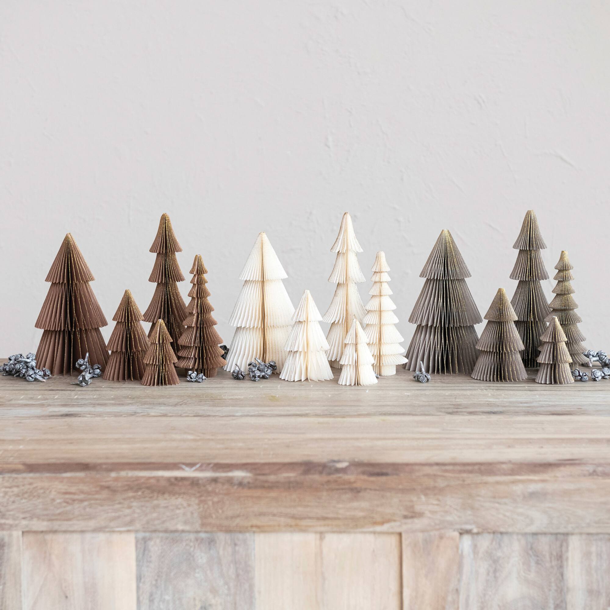 Hello Honey® Brown, Gray & Cream Paper Folding Honeycomb Tree Set with Gold Glitter